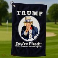 Uncle Sam Trump You're Fired Make America United Again Golf Towel thumb 1