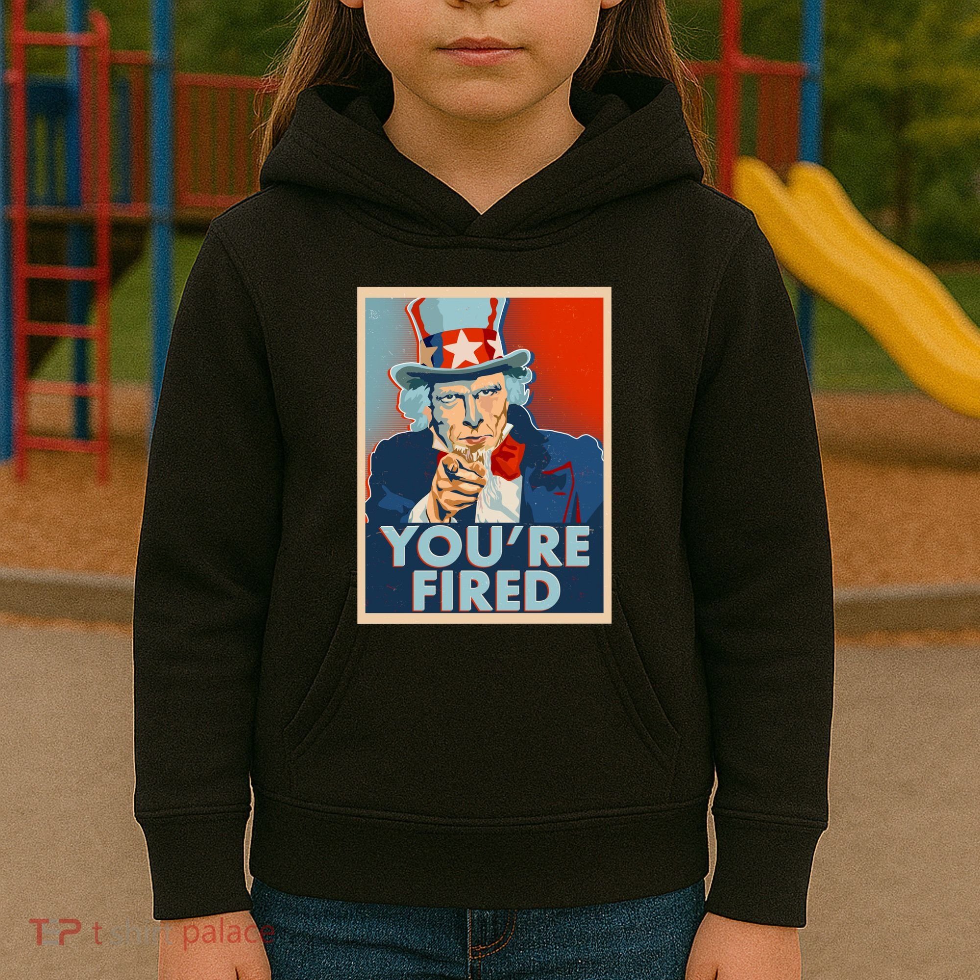 Uncle Sam Trump You're Fired Poster Kids Hoodie