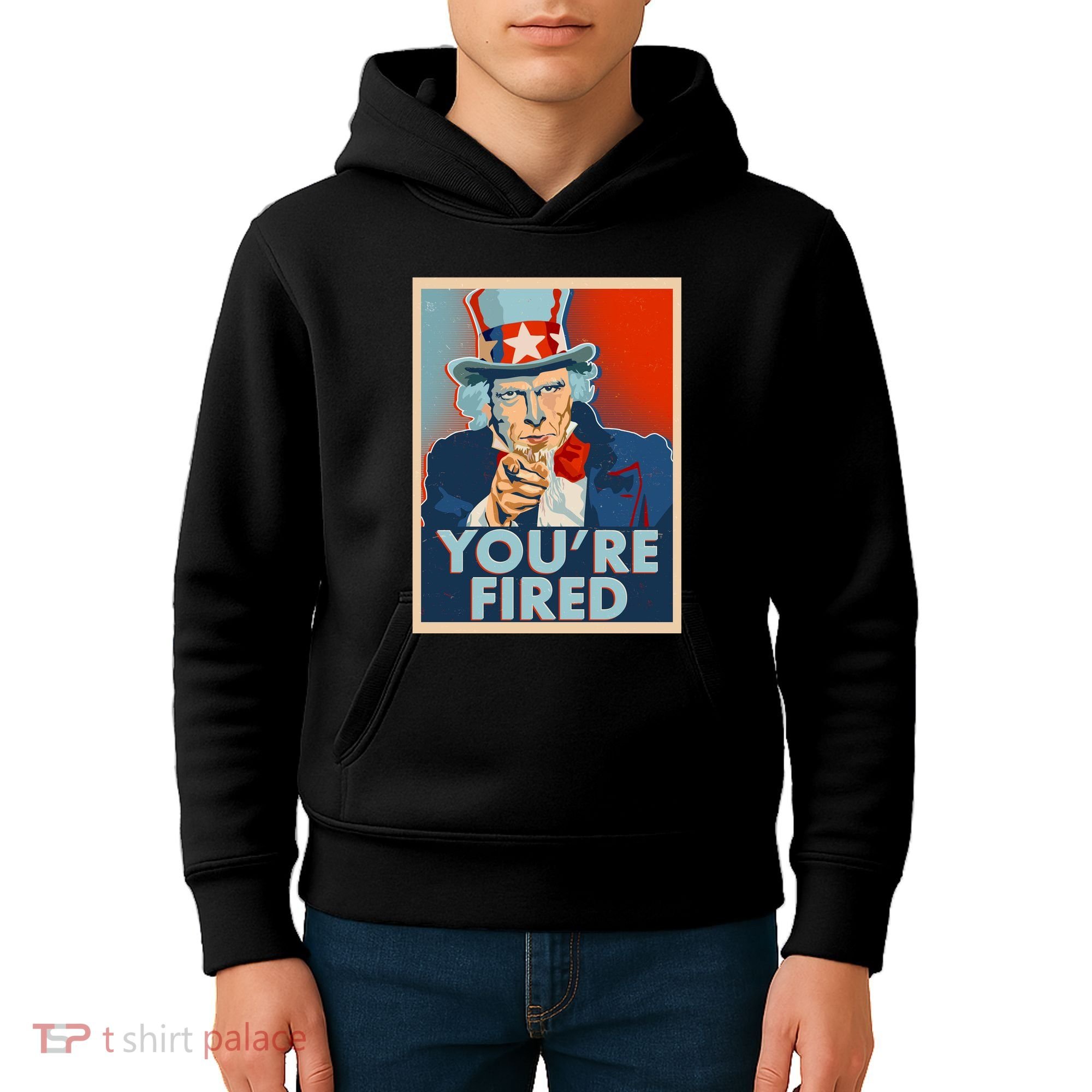 Uncle Sam Trump You're Fired Poster Kids Hoodie