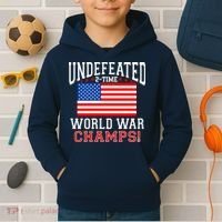 Undefeated 2-Time World War Champs Kids Hoodie thumb 2