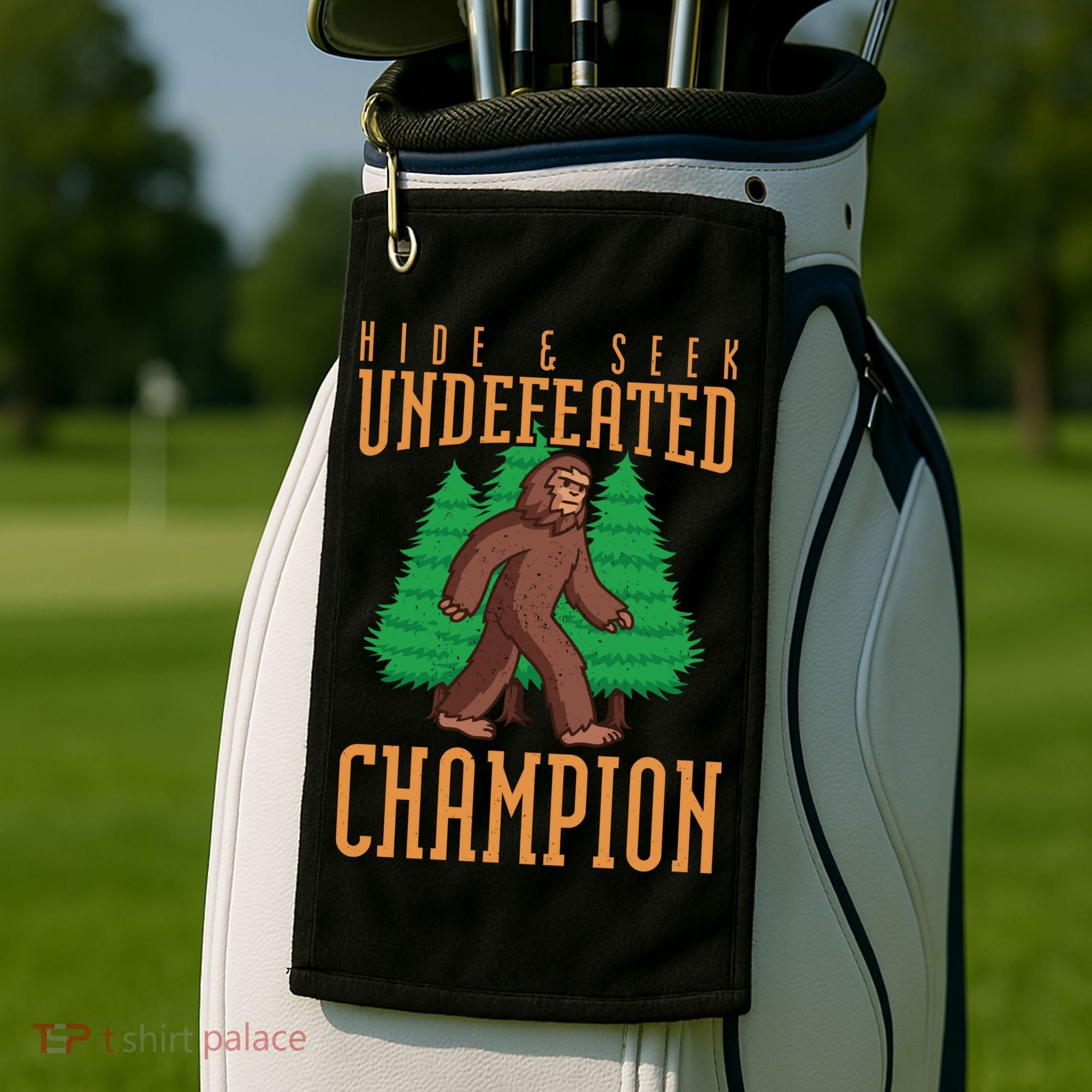 Undefeated Hide & Seek Champion Bigfoot Golf Towel