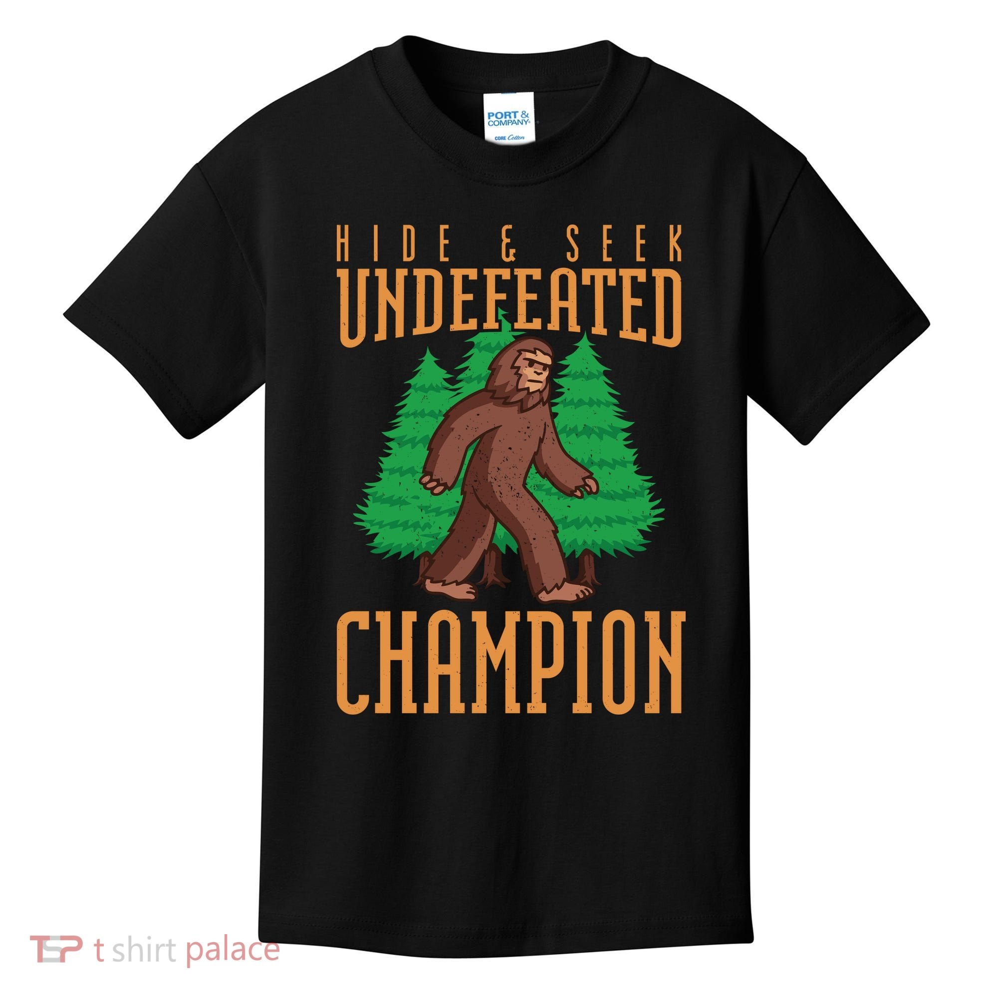 Undefeated Hide & Seek Champion Bigfoot Kids T-Shirt