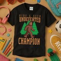 Undefeated Hide & Seek Champion Bigfoot Kids T-Shirt thumb 3
