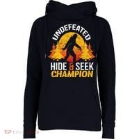 Undefeated Hide And Seek Champion Bigfoot Womens Funnel Neck Pullover Hood thumb 0