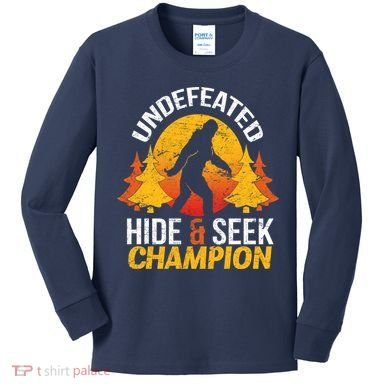 Undefeated Hide And Seek Champion Bigfoot Kids Long Sleeve Shirt