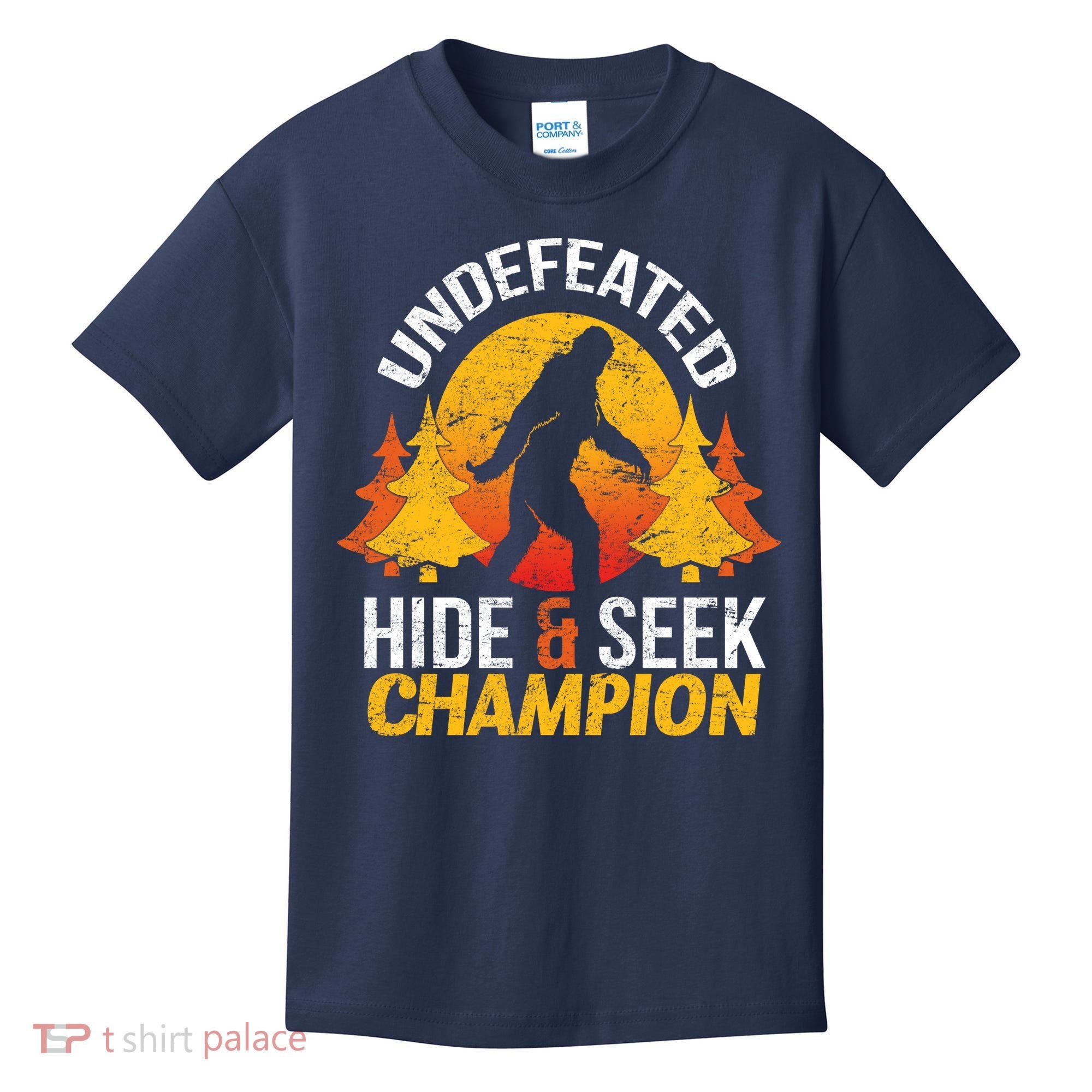 Undefeated Hide And Seek Champion Bigfoot Kids T-Shirt