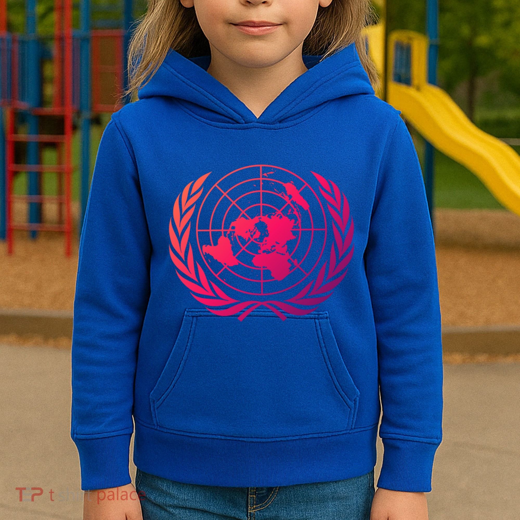 United Nations Flag Un United Nations Emblem Meaningful Gift Kids Hoodie