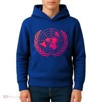 United Nations Flag Un United Nations Emblem Meaningful Gift Kids Hoodie thumb 4