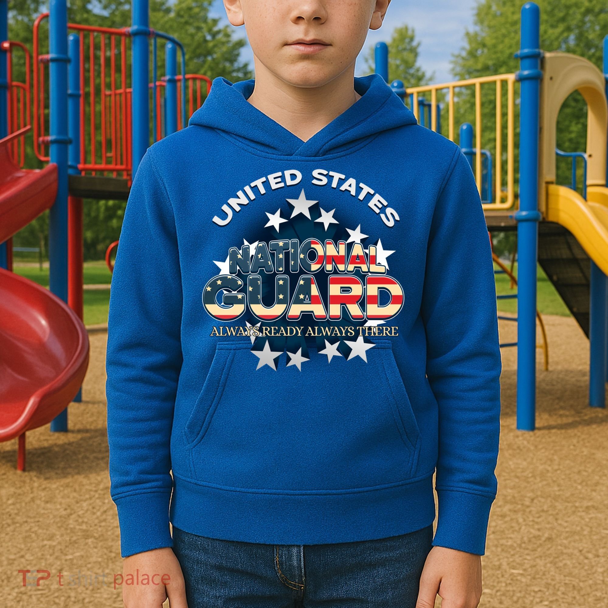 Us National Guard Always Ready Always There Army Gift Kids Hoodie