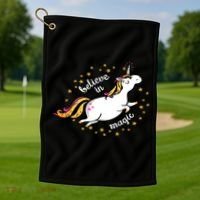 Unicorn Believe In Magic Golf Towel thumb 1