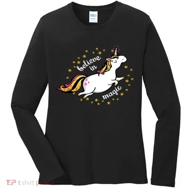 Unicorn Believe In Magic Women's Long Sleeve Shirt