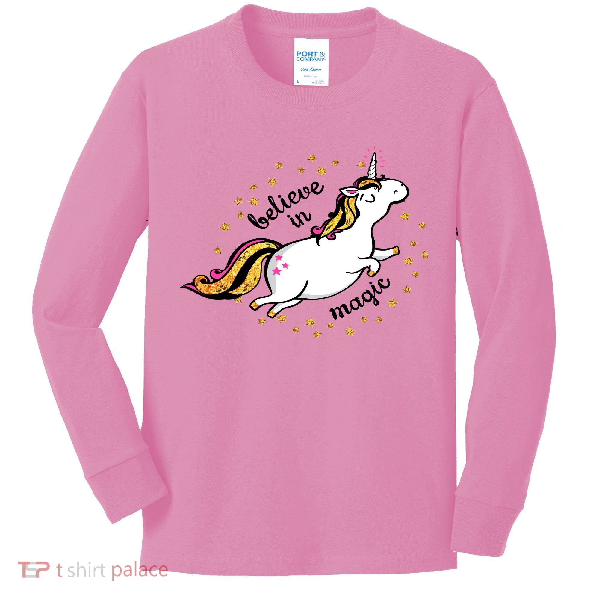 Unicorn Believe In Magic Kids Long Sleeve Shirt
