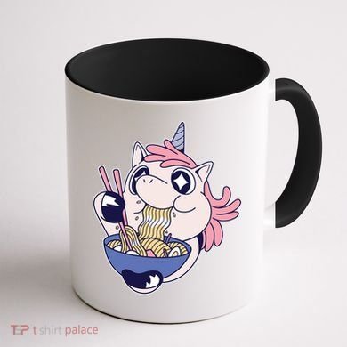 Unicorn Eating Ramen Noodles Coffee Mug back