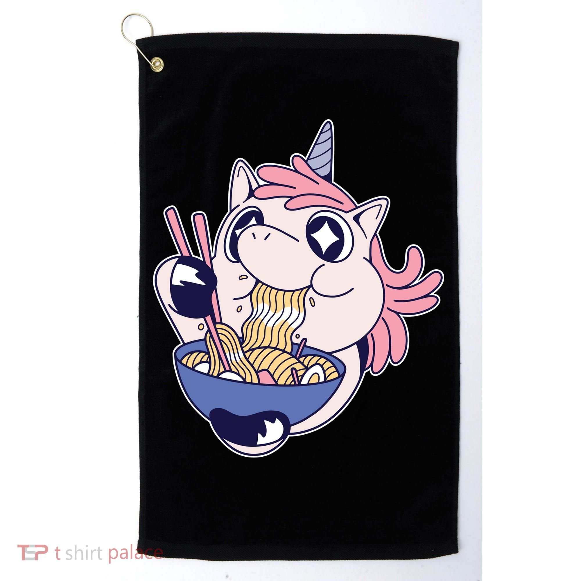 Unicorn Eating Ramen Noodles Golf Towel