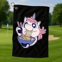 Unicorn Eating Ramen Noodles Golf Towel thumb 1