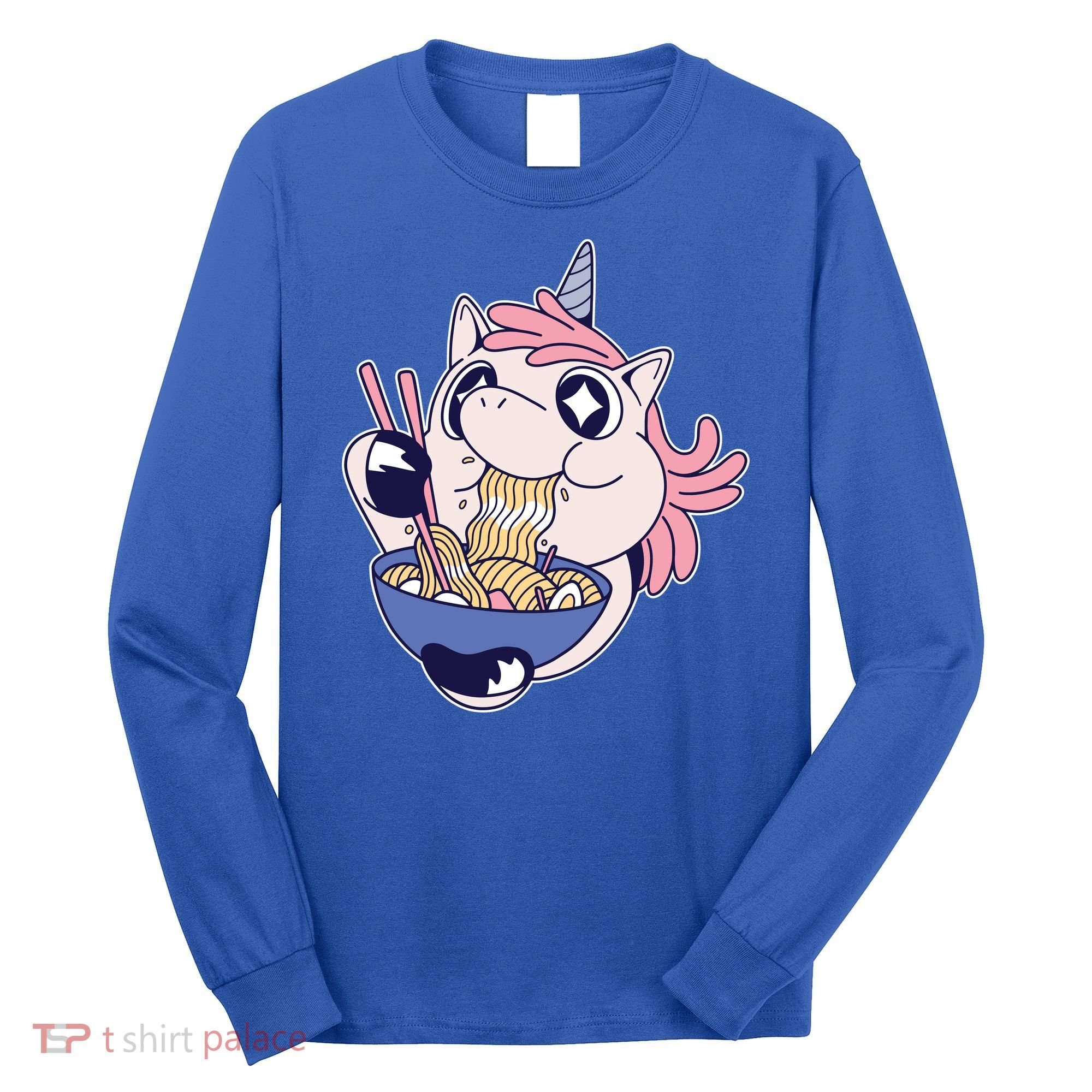 Unicorn Eating Ramen Noodles Long Sleeve Shirt