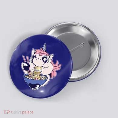 Unicorn Eating Ramen Noodles Button