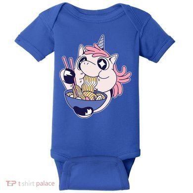 Unicorn Eating Ramen Noodles Baby Bodysuit