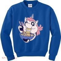 Unicorn Eating Ramen Noodles Kids Sweatshirt thumb 0