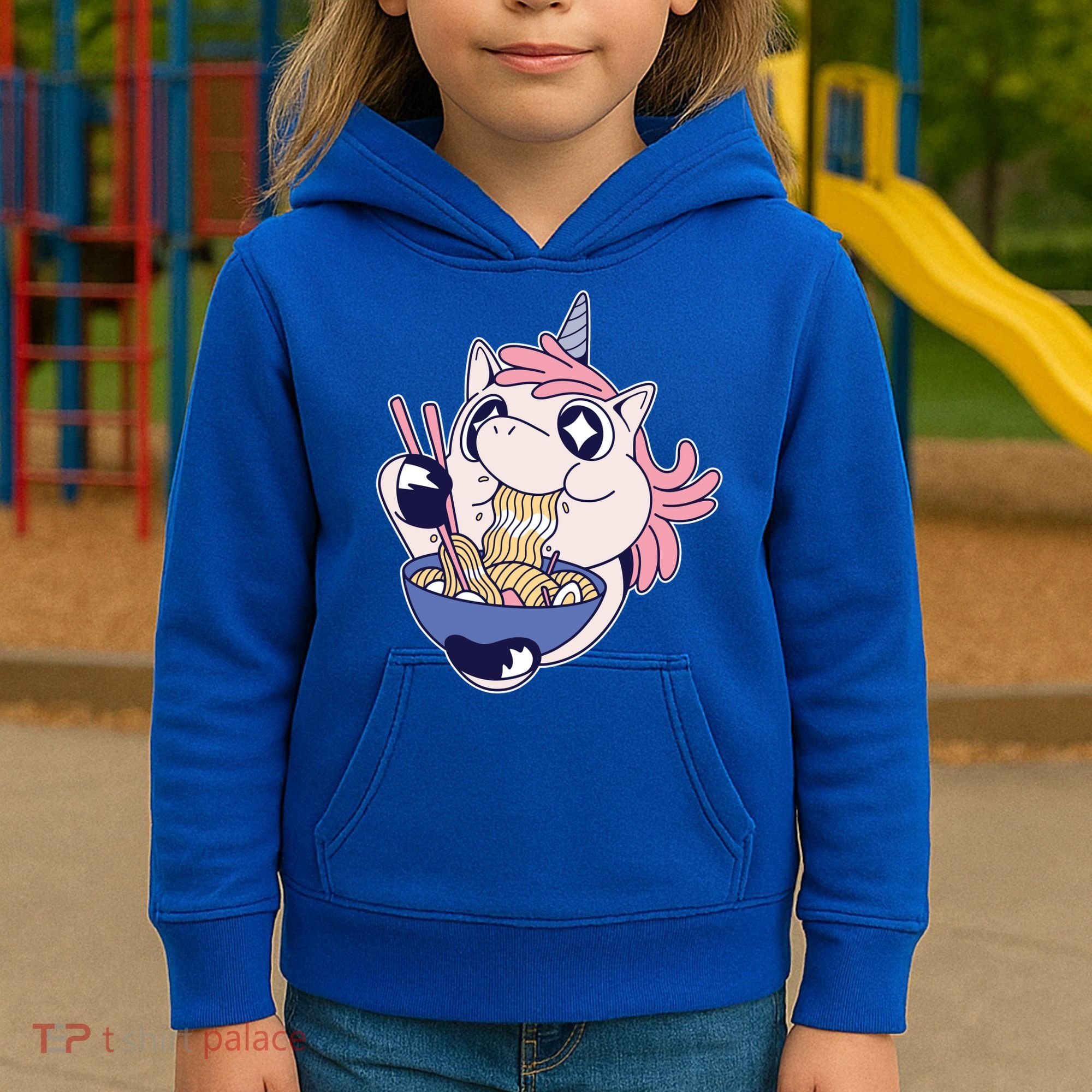 Unicorn Eating Ramen Noodles Kids Hoodie