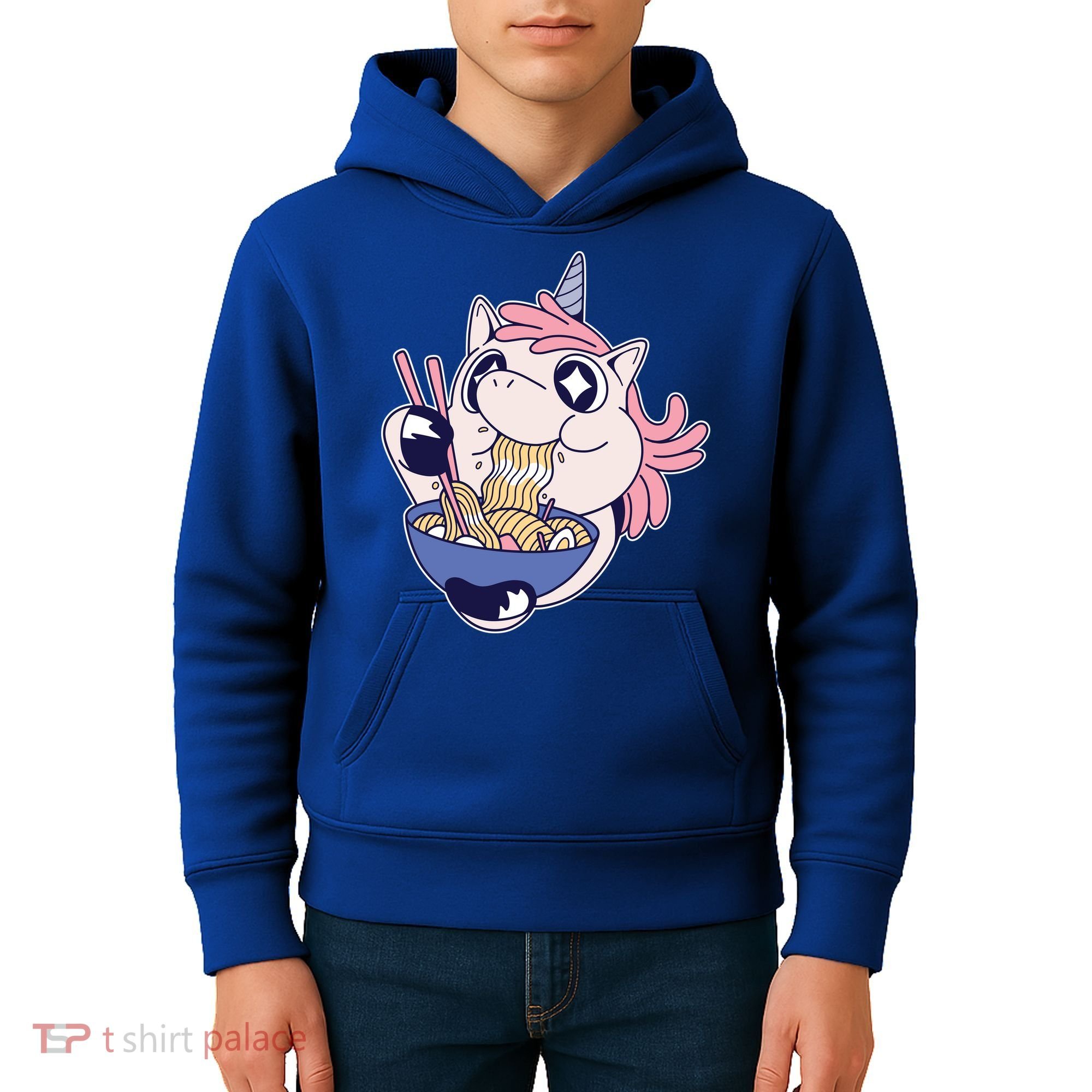 Unicorn Eating Ramen Noodles Kids Hoodie