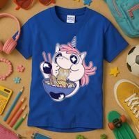 Unicorn Eating Ramen Noodles Kids T-Shirt thumb 3