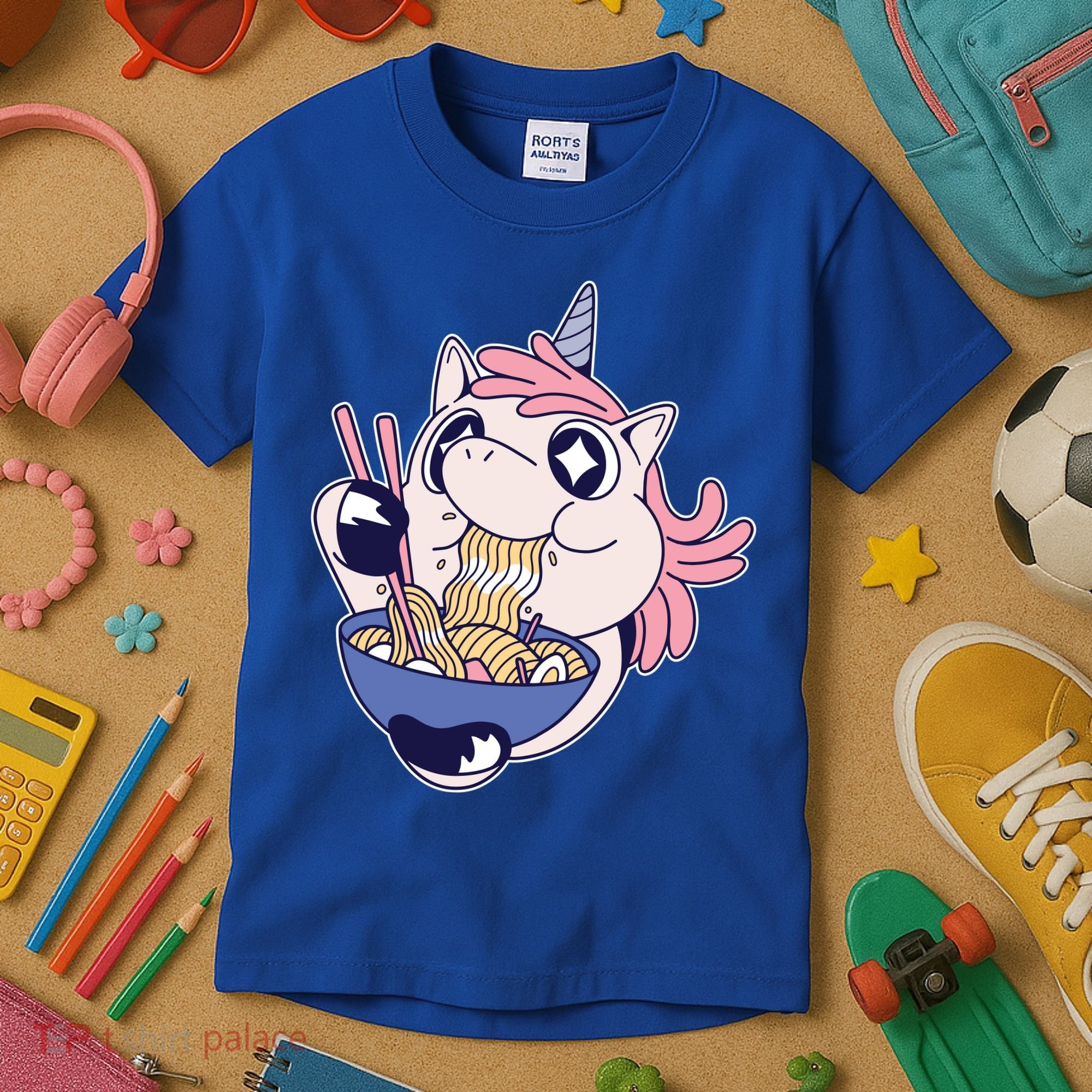 Unicorn Eating Ramen Noodles Kids T-Shirt