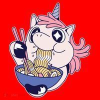Unicorn Eating Ramen Noodles Santa Hat thumb 1