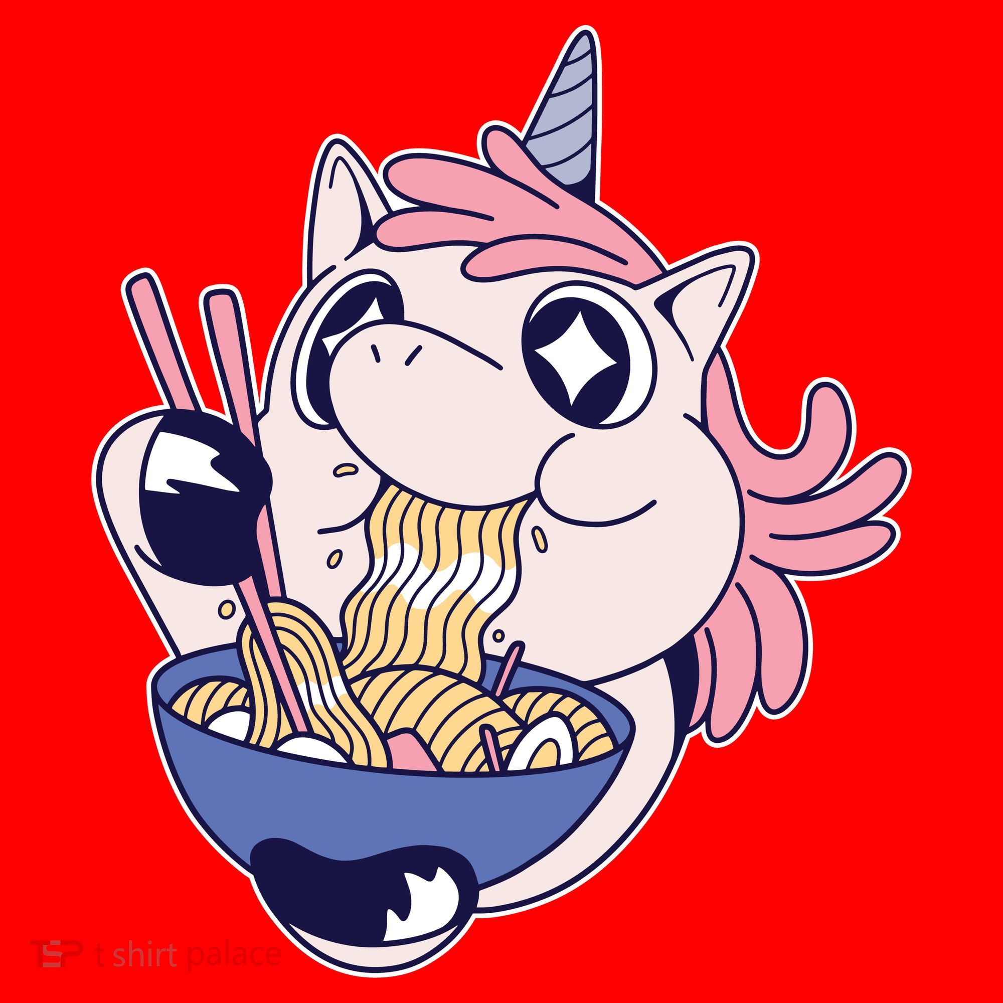 Unicorn Eating Ramen Noodles Santa Hat