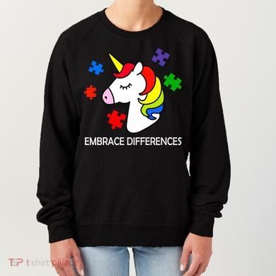 Unicorn Embrace The Differences Autism Women's Sweatshirt