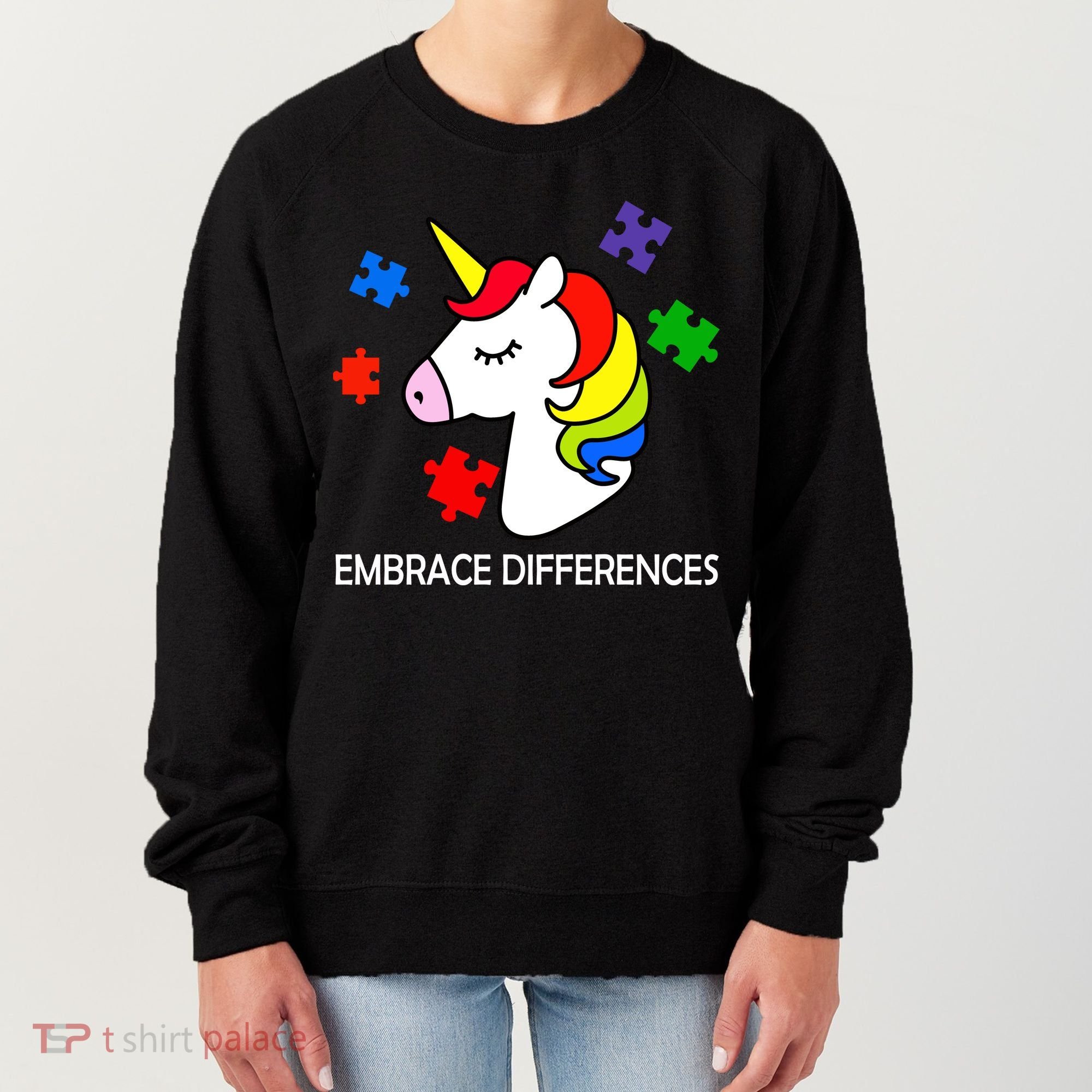 Unicorn Embrace The Differences Autism Women's Sweatshirt