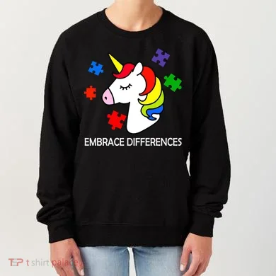 Unicorn Embrace The Differences Autism Women's Sweatshirt