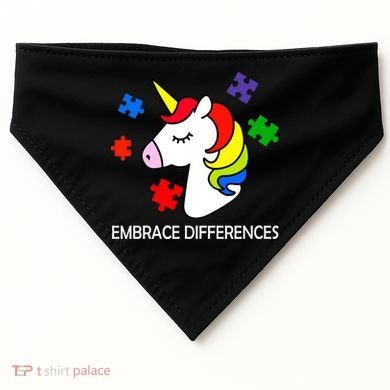 Unicorn Embrace The Differences Autism USA-Made Doggie Bandana