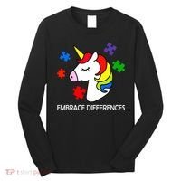 Unicorn Embrace The Differences Autism Long Sleeve Shirt thumb 0