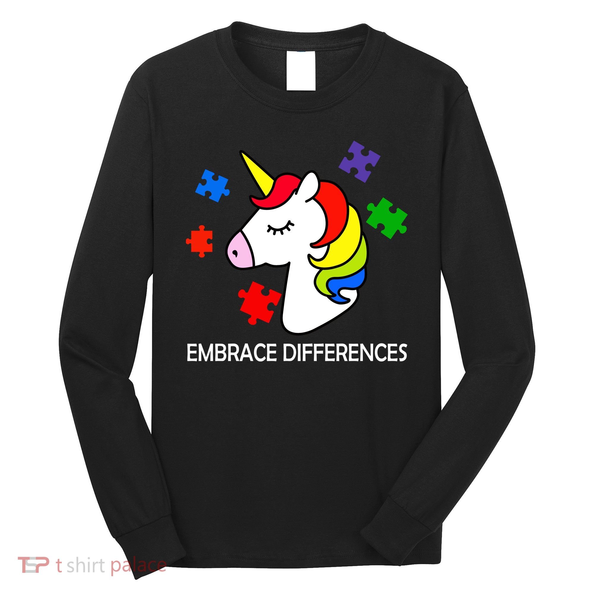 Unicorn Embrace The Differences Autism Long Sleeve Shirt