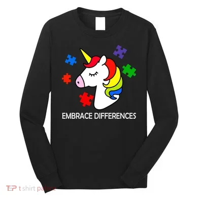 Unicorn Embrace The Differences Autism Long Sleeve Shirt