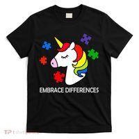 Unicorn Embrace The Differences Autism T-Shirt thumb 0