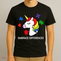 Unicorn Embrace The Differences Autism T-Shirt thumb 3