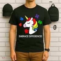 Unicorn Embrace The Differences Autism T-Shirt thumb 6