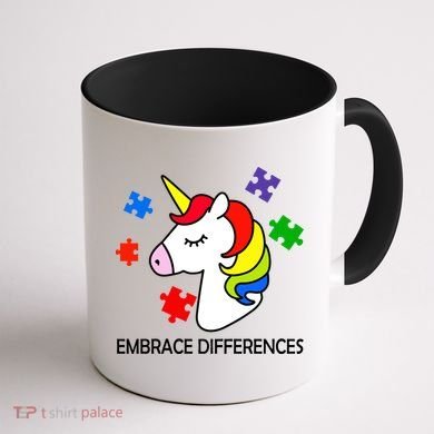 Unicorn Embrace The Differences Autism Coffee Mug back