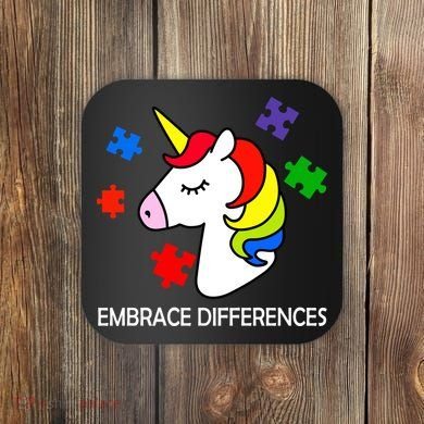 Unicorn Embrace The Differences Autism Coaster
