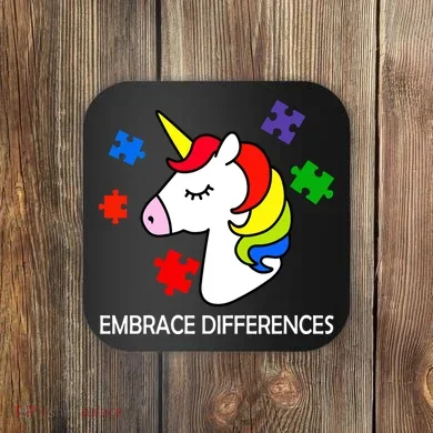 Unicorn Embrace The Differences Autism Coaster