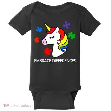 Unicorn Embrace The Differences Autism Baby Bodysuit