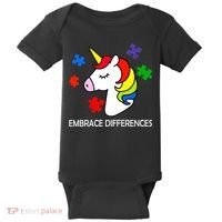 Unicorn Embrace The Differences Autism Baby Bodysuit thumb 0