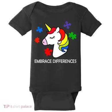 Unicorn Embrace The Differences Autism Baby Bodysuit