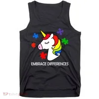 Unicorn Embrace The Differences Autism Tank Top thumb 0