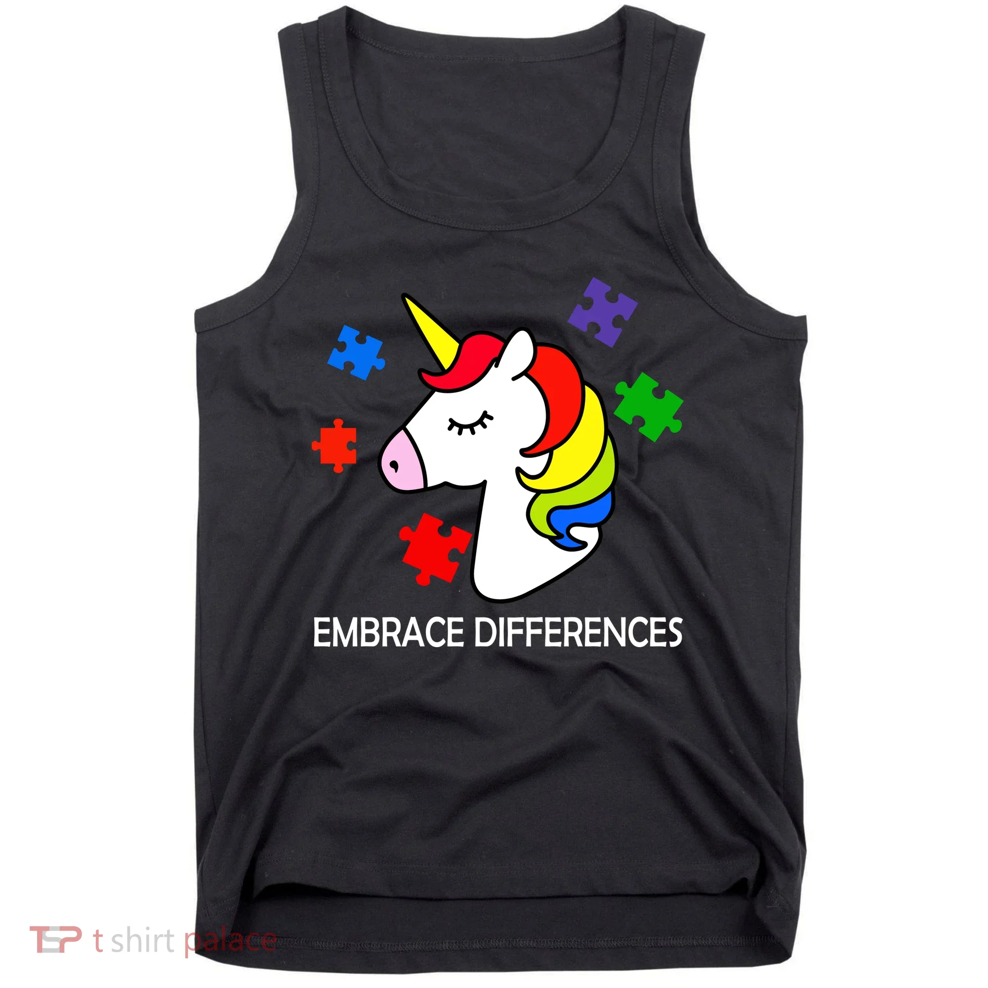 Unicorn Embrace The Differences Autism Tank Top