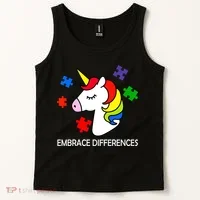 Unicorn Embrace The Differences Autism Tank Top thumb 2