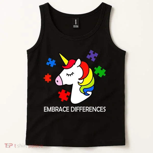 Unicorn Embrace The Differences Autism Tank Top