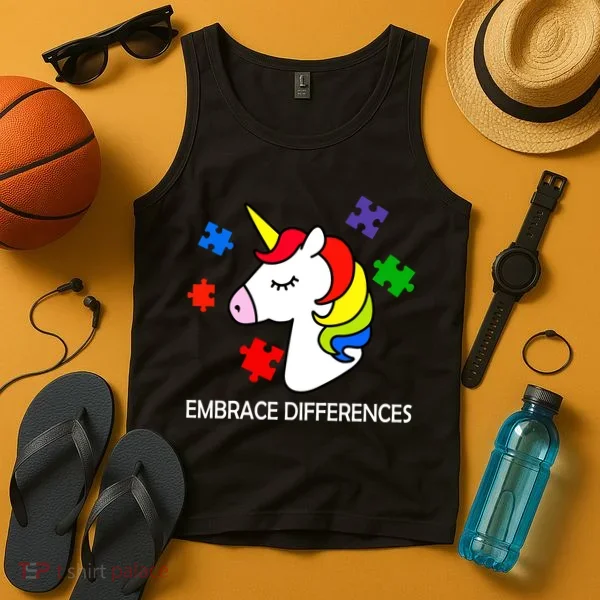 Unicorn Embrace The Differences Autism Tank Top